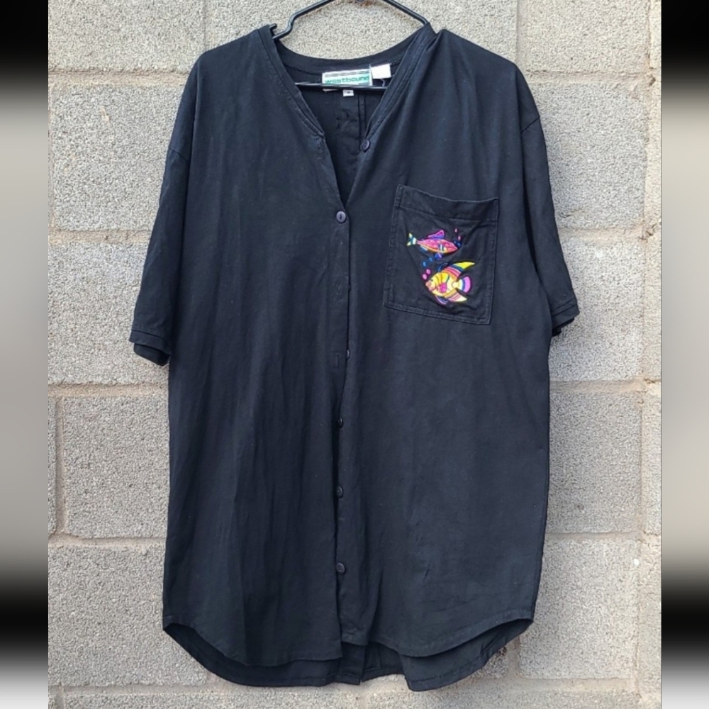 Westbound Black Casual Shirt with Colorful Embroidery